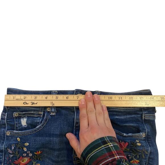 American Eagle Jean Shorts Womens 6 Blue High Rise Shortie Cut Off Boho Hippie - Picture 9 of 11